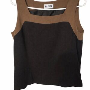 Kasper Black and Brown Colorblock Sleeveless Shell Top